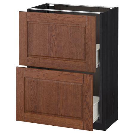 Напольный шкаф с 2 ящиками МЕТОД / ФОРВАРА, черный, Филипстад коричневый