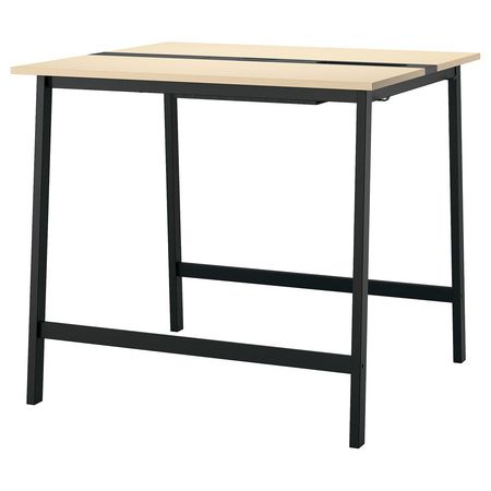MITTZON Конференц-стол - березовый шпон/чёрный 120x108x105 см