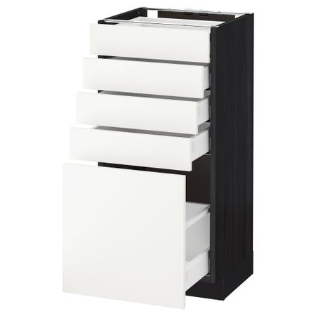 Напольный шкаф с 5 ящиками МЕТОД / МАКСИМЕРА, черный, Хэггеби белый