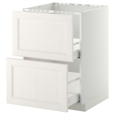 Напольный шкаф под мойку + 2 фронтальных панели, 2 ящика МЕТОД / МАКСИМЕРА, белый, Лаксарби белый