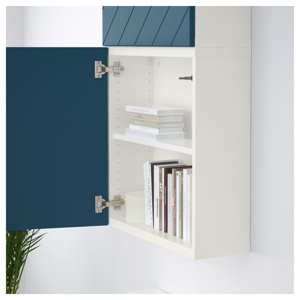 Навесной шкаф с 2 дверями БЕСТО, белый, Халлставик темно-синий (60x20x128 см) - схема-чертеж с размерами