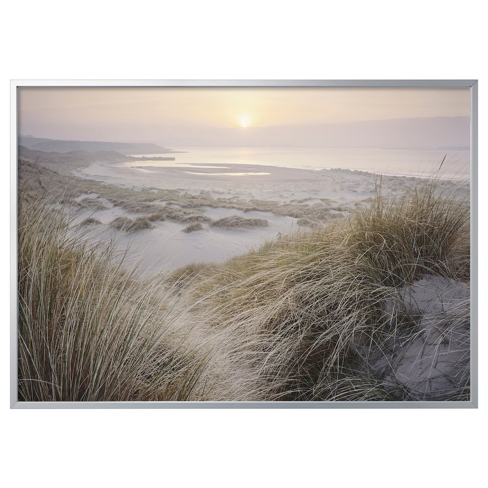 Картина с рамой, Рассвет на берегу/цвет алюминия 200x140 см IKEA BJÖRKSTA БЬЁРКСТА 194.168.72 - фото 1