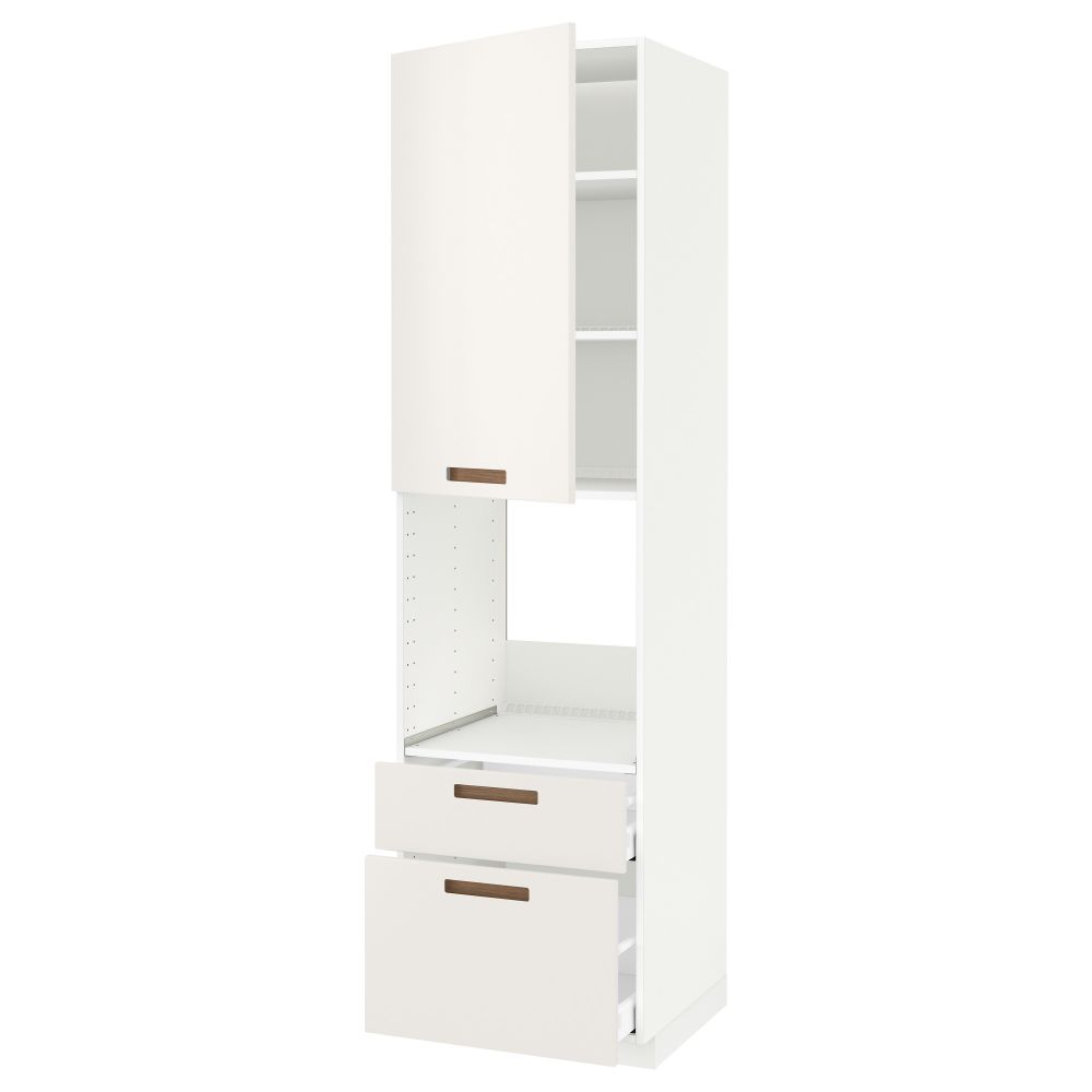 Высокий шкаф для духовки + дверь, 2 ящика МЕТОД / МАКСИМЕРА, белый, Мэрста белый - схема-чертеж с размерами