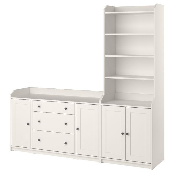 Комбинация для хранения, белый 210x46x199 см IKEA HAUGA ХАУГА 793.887.05 - фото 1