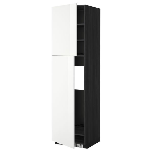 Высокий шкаф для холодильника, 2 дверцы МЕТОД, черный, Рингульт белый - схема-чертеж с размерами