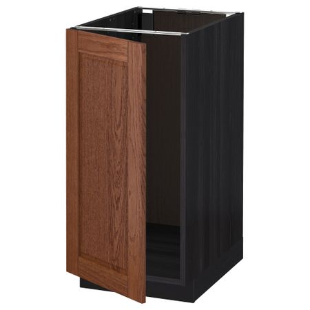 Напольный шкаф для мойки, мусорных контейнер МЕТОД, черный, Филипстад коричневый (40x60 см)