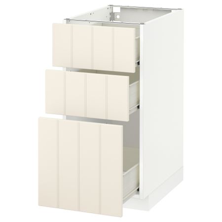 Напольный шкаф с 3 ящиками МЕТОД / ФОРВАРА, белый, Хитарп белый с оттенком