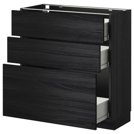 Напольный шкаф с 3 ящиками МЕТОД / ФОРВАРА, черный, Тингсрид черный