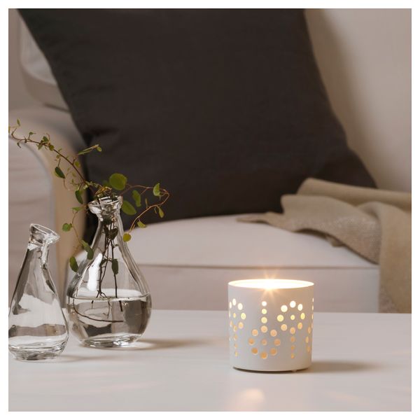 Украшение для свечи в стеклянном стакане ВАККЕРТ, цветок, белый (8 см) - фото 2