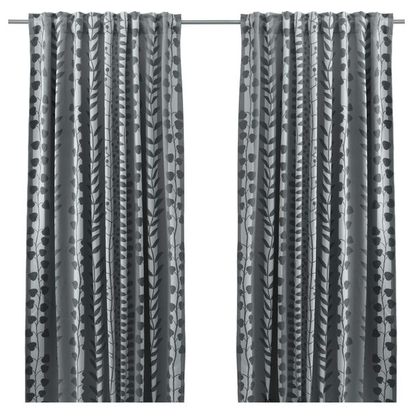 Гардины, блокирующие свет, 1 пара ГУННИ, серый (145x300 см) - фото 1