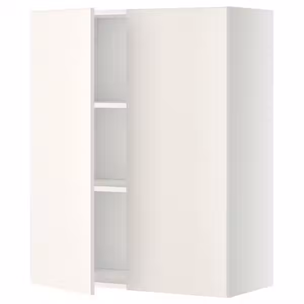 METOD Навесной шкаф с полками/2дверцы - белый/Veddinge белый 80x100 см - фото 1