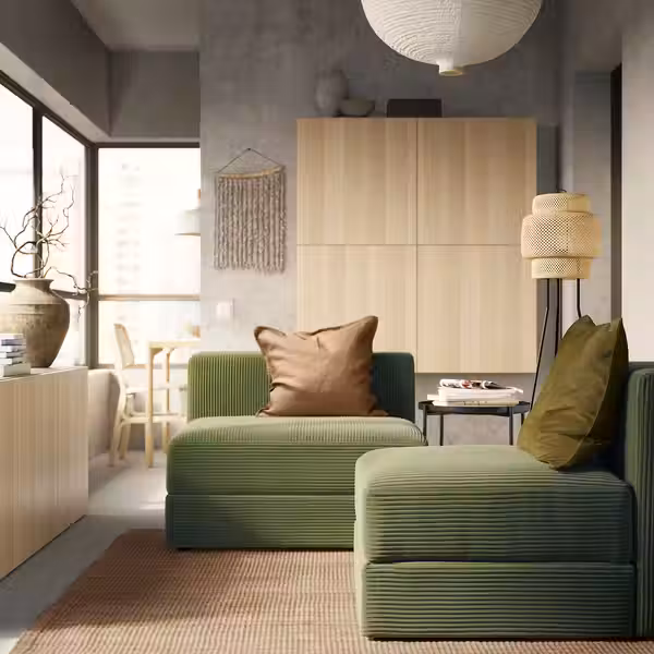 JÄTTEBO 1,5-местный модуль с одт д/хранения - самласа темный желто-зеленый - фото 2