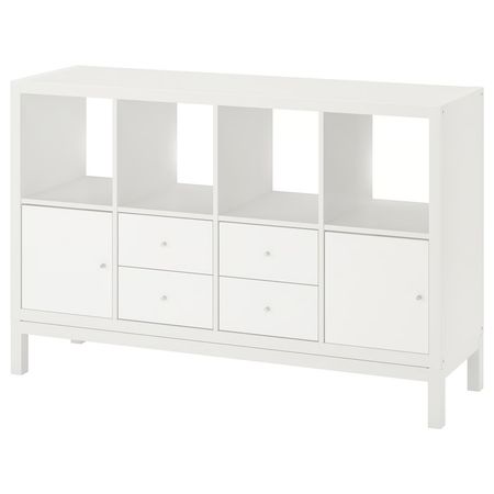 KALLAX Стеллаж с основанием - с 2 дверями/4 ящиками/белый 147x94 см