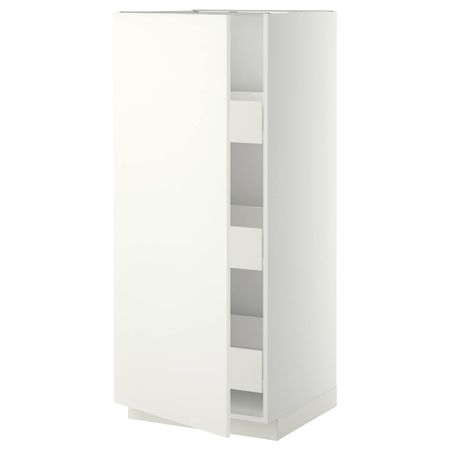 Высокий шкаф с ящиками, белый/Хэггеби белый 60x60x140 см IKEA МЕТОД / ФОРВАРА 093.700.92