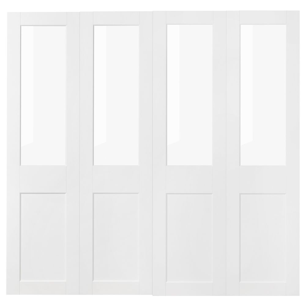 Пара раздвижных дверей, стекло, белый, 200x201 см IKEA GRIMO ГРИМО 605.453.00 - фото 1
