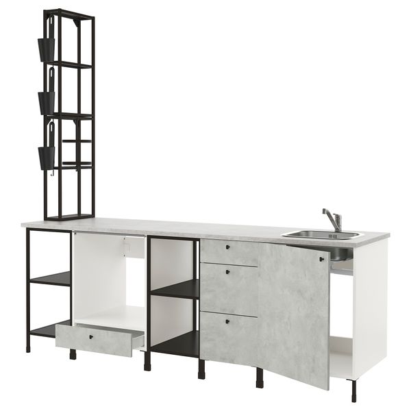 Кухня, 243x63.5x241 см, антрацит, под бетон IKEA BEGIVENHET БЕГИВЕНХЕТ 493.380.62 - фото 2