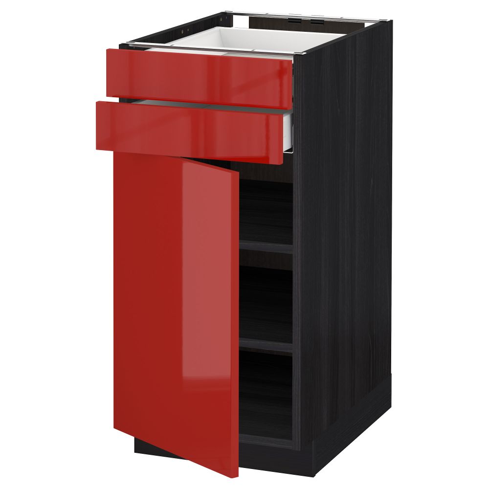 Напольный шкаф с дверцей, 2 ящиками МЕТОД / МАКСИМЕРА, черный, Рингульт красный - схема-чертеж с размерами