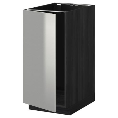 Напольный шкаф для мойки, мусорных контейнер МЕТОД, черный, Гревста нержавеющ сталь (40x60 см)