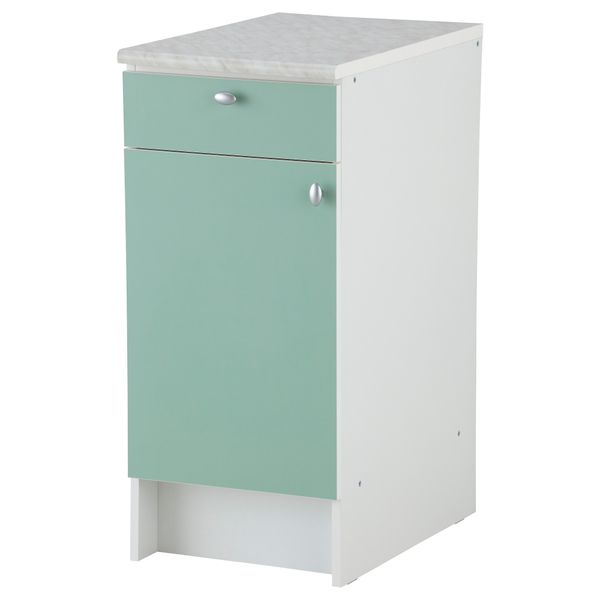 Напольный шкаф с дверью и ящиком АЛЬБРУ, светло-зеленый (40x89 см) - фото 1