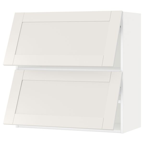 Навесной шкаф, 2 дверцы, горизонтальный МЕТОД, белый, Сэведаль белый - схема-чертеж с размерами