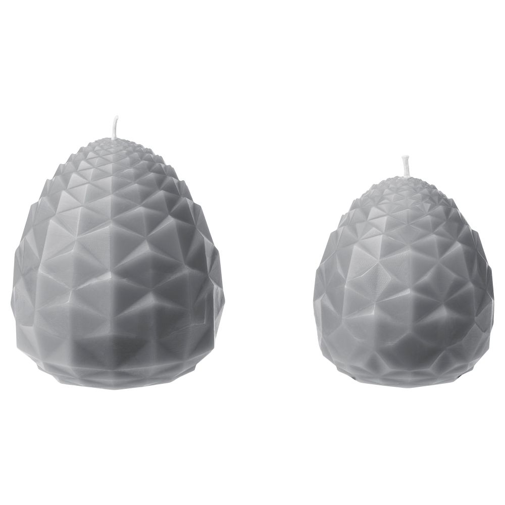 Формовая свеча неароматиз., 2 шт. ВИНТЕР 2017, шишка, серый - фото 1