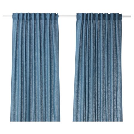 Гардины, 1 пара АЙНА, синий (145x300 см)