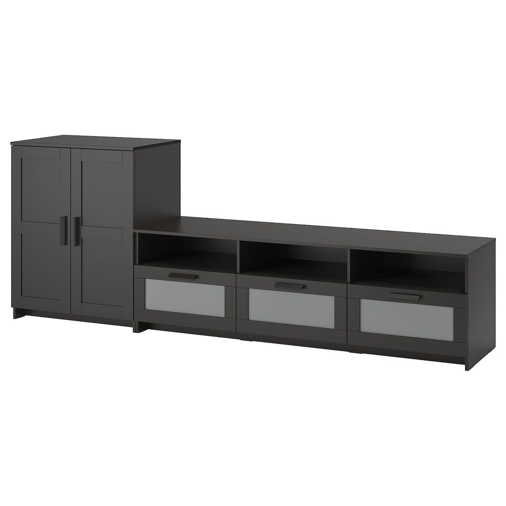 Шкаф для ТВ, комбинация, черный 258x41x95 см IKEA BRIMNES БРИМНЭС 792.782.12 - фото 1