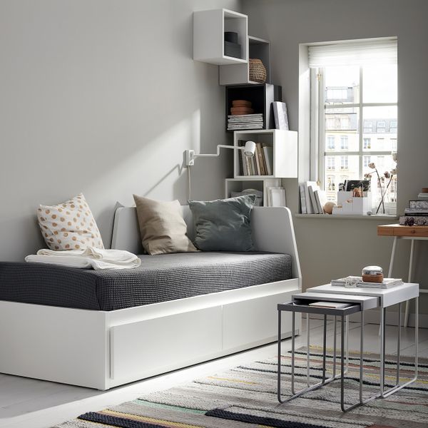 Каркас кровати-кушетки с 2 ящиками, белый 80x200 см IKEA FLEKKE ФЛЕККЕ 804.901.46 - фото 4