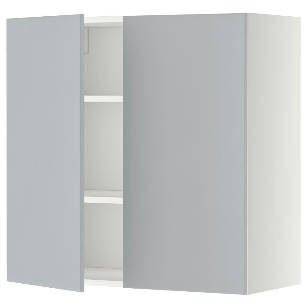Навесной шкаф с полками, 2 дверцы МЕТОД, белый, Веддинге серый - схема-чертеж с размерами