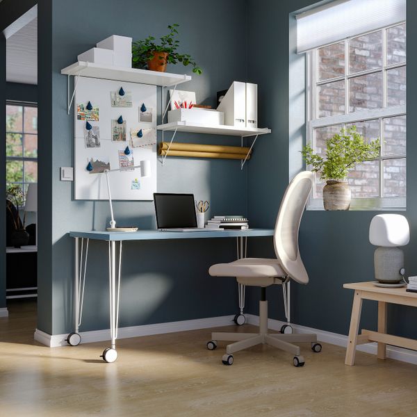 Письменный стол, голубой/белый 140x60 см IKEA LAGKAPTEN ЛАГКАПТЕН / KRILLE КРИЛЛЕ 594.173.32 - схема-чертеж с размерами