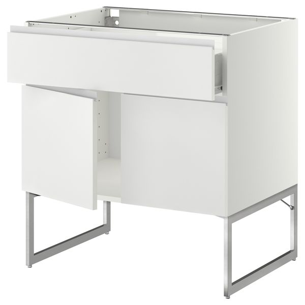 Напольный шкаф, полки, ящик, 2 двери МЕТОД / ФОРВАРА, белый, Нодста белый - схема-чертеж с размерами