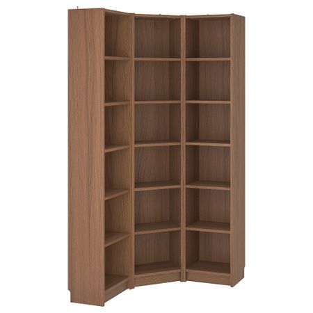 Стеллаж угловая комбинация, 95, 95x28x202 см, коричневый ясеневый шпон IKEA BILLY БИЛЛИ 593.959.38