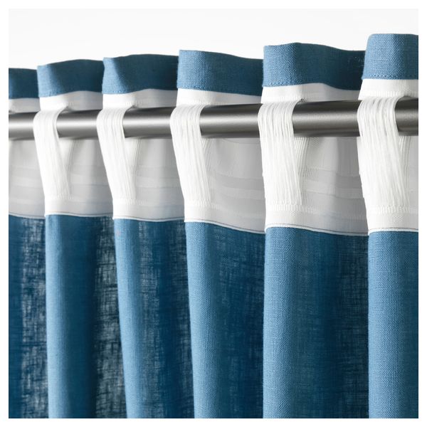 Гардины, 1 пара АЙНА, синий (145x300 см) - фото 2