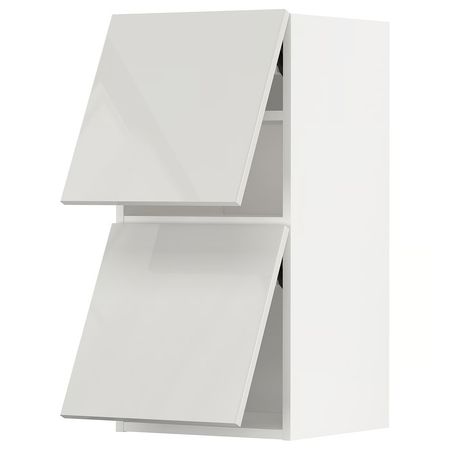 METOD Навесной шкаф/2 дверцы, горизонтал - белый/Ringhult светло-серый 40x80 см