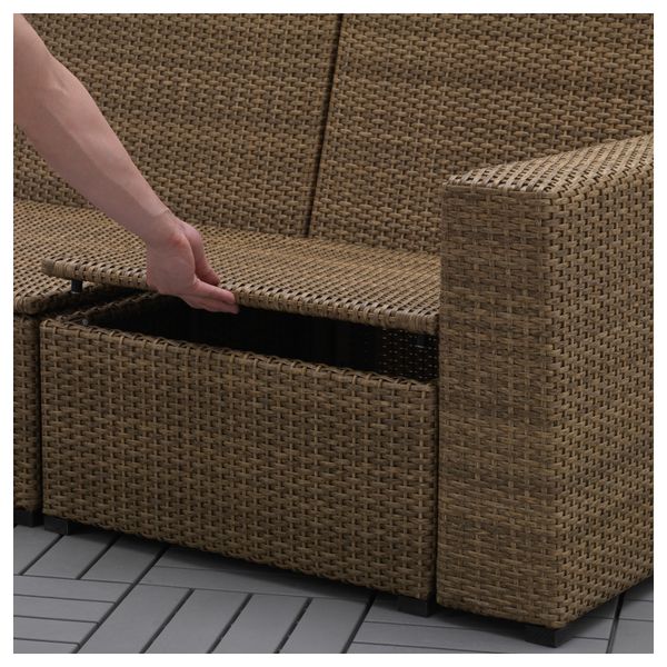 3-местный диван, садовый СОЛЛЕРОН, коричневый, Кунгсэ белый (223x82x87 см) - схема-чертеж с размерами