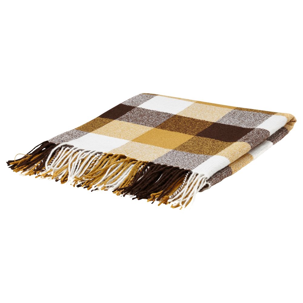 Плед АННАМИА, коричневый клетчатый орнамент (140x205 см) - схема-чертеж с размерами