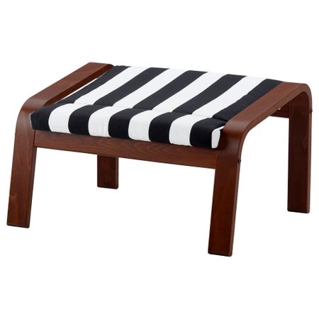 Табурет для ног ПОЭНГ, классический коричневый, Стенли черный/белый