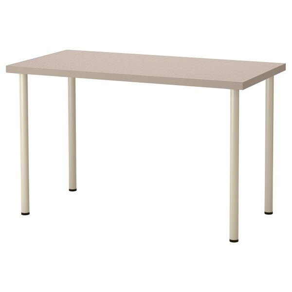 Стол, геометрический бежевый, бежевый, 120x60 см IKEA ЛИННМОН / АДИЛЬС 292.141.52 - фото 1