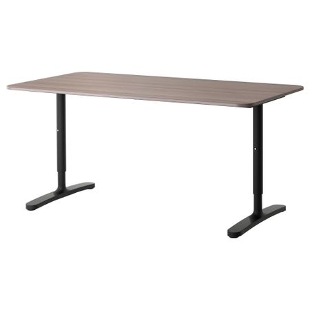 Письменный стол БЕКАНТ, серый, черный (160x80 см)