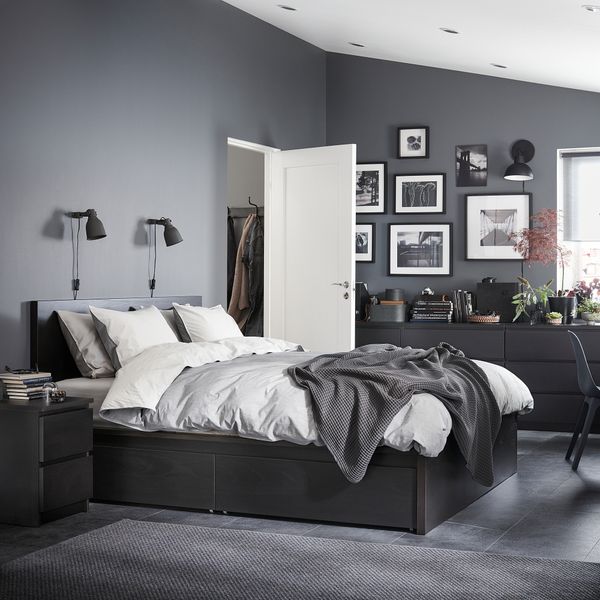 Каркас кровати + 2 кроватных ящика, черно-коричневый, Lindbåden, 140x200 см IKEA MALM МАЛЬМ 994.949.55 - фото 3