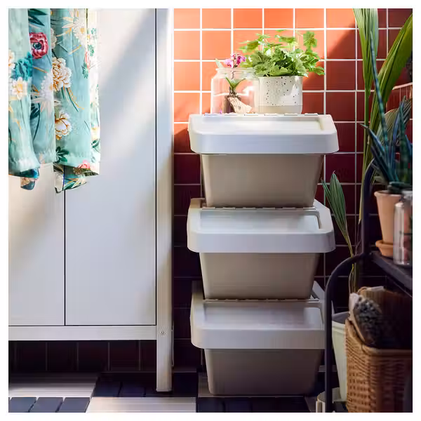 SORTERA Контейнер для сортировки с крышкой - бежевый 37 л - фото 6