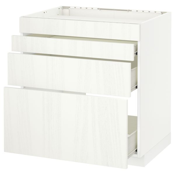 Напольный шкаф для духовки, 4фасада, 3 ящика МЕТОД / ФОРВАРА, белый, Росдаль белый - схема-чертеж с размерами