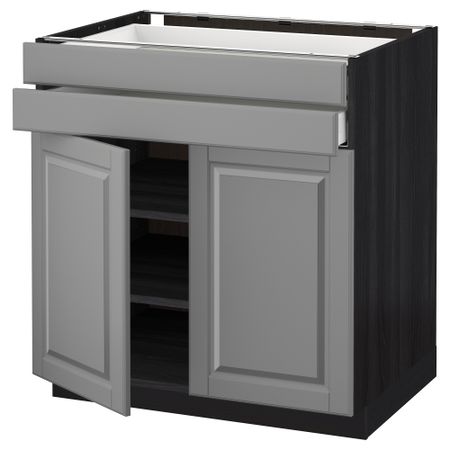 Напольный шкаф, 2 дверцы, 2 ящика МЕТОД / МАКСИМЕРА, черный, Будбин серый