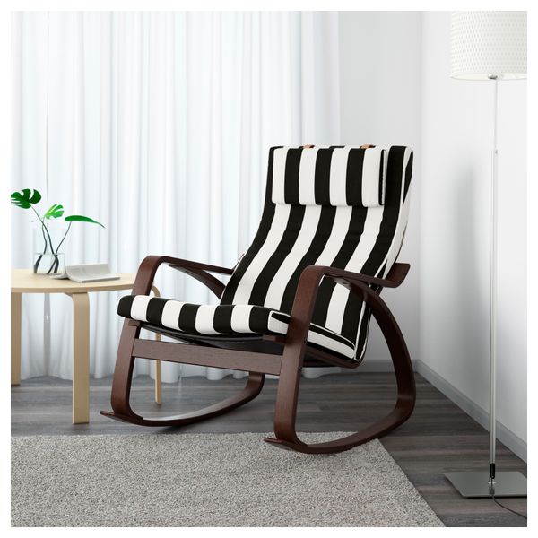 Кресло-качалка ПОЭНГ, коричневый, Стенли черный/белый - фото 2
