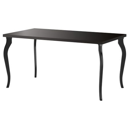 Стол ЛИННМОН / ЛАЛЛЕ, черно-коричневый, черный (150x75 см)