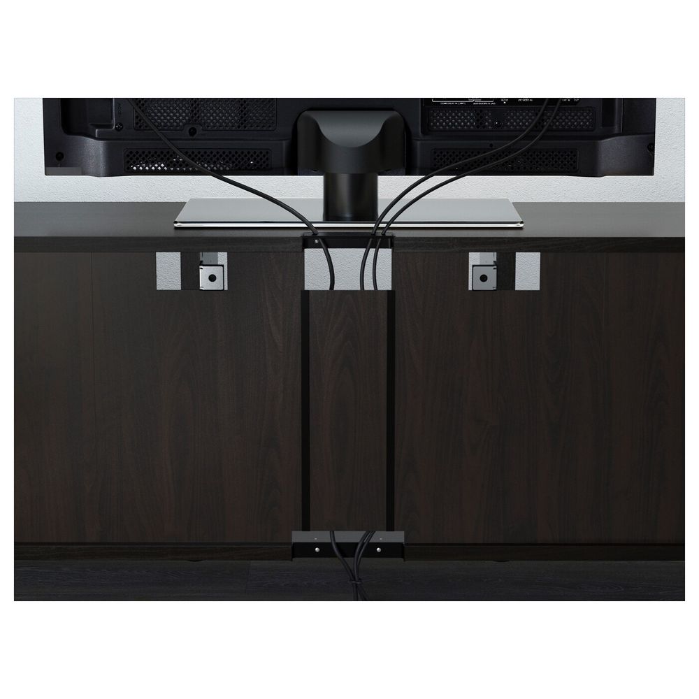 Шкаф для ТВ, комбинированный, стекляные дверцы, Ханвикен черно-коричневый прозрачное стекло 300x40x230 см IKEA BESTÅ БЕСТО - фото 1