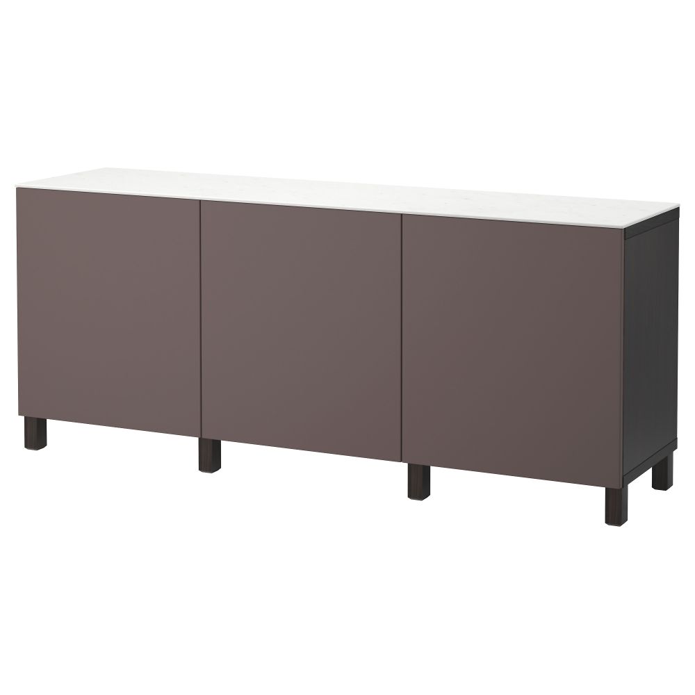 Комбинация для хранения с дверцами БЕСТО, черно-коричневый, Вальвикен темно-коричневый (180x42x74 см) - фото 1