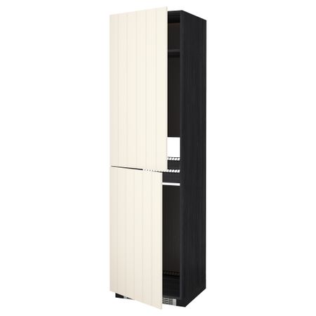 Высокий шкаф для холодильника или морозильника, МЕТОД, черный, Хитарп белый с оттенком
