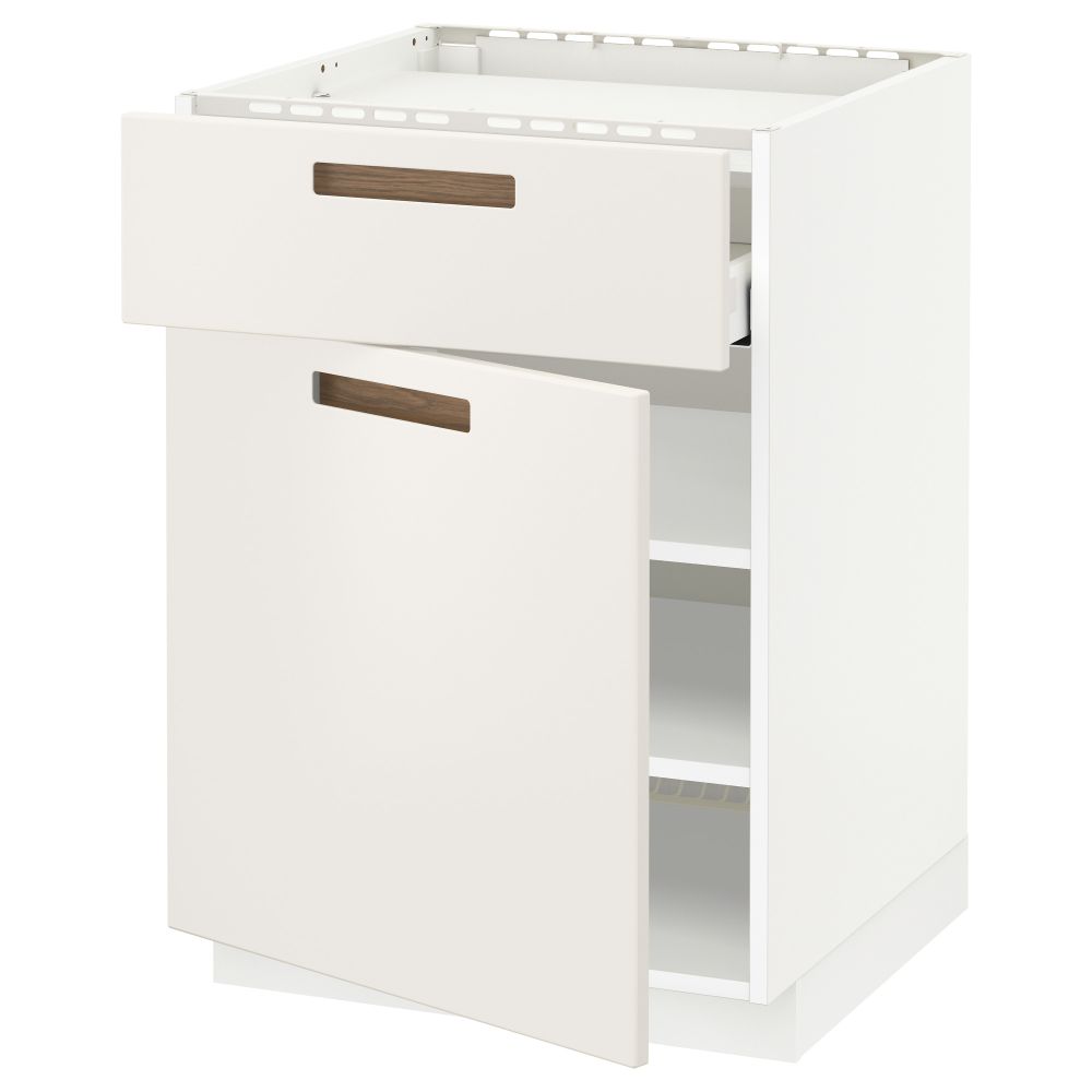 Напольный шкаф для варочной панели, ящик, полка, дверцы МЕТОД / МАКСИМЕРА, белый, Мэрста белый (60x60 см) - схема-чертеж с размерами