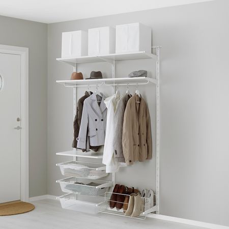 Настенная шина, штанга, модуль для/обуви, белый 132x41x199 см IKEA АЛЬГОТ 992.762.93